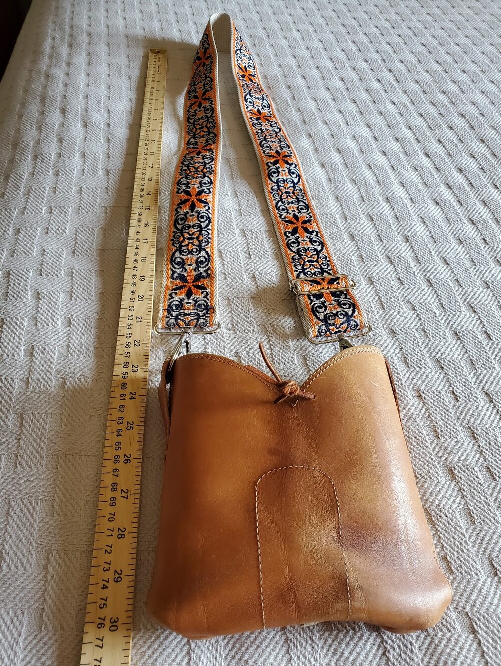 Handmade Cowboy Boot Crossbody Purse with Woven Boho Guitar Strap - Picture 14 of 16